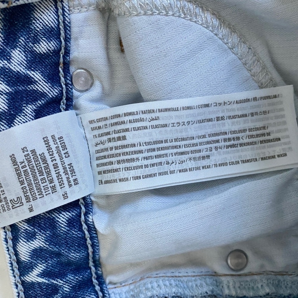 Abercrombie & Fitch Simone High Rise Slim Blue Acid Wash Jeans Size 25 0R - Picture 6 of 11